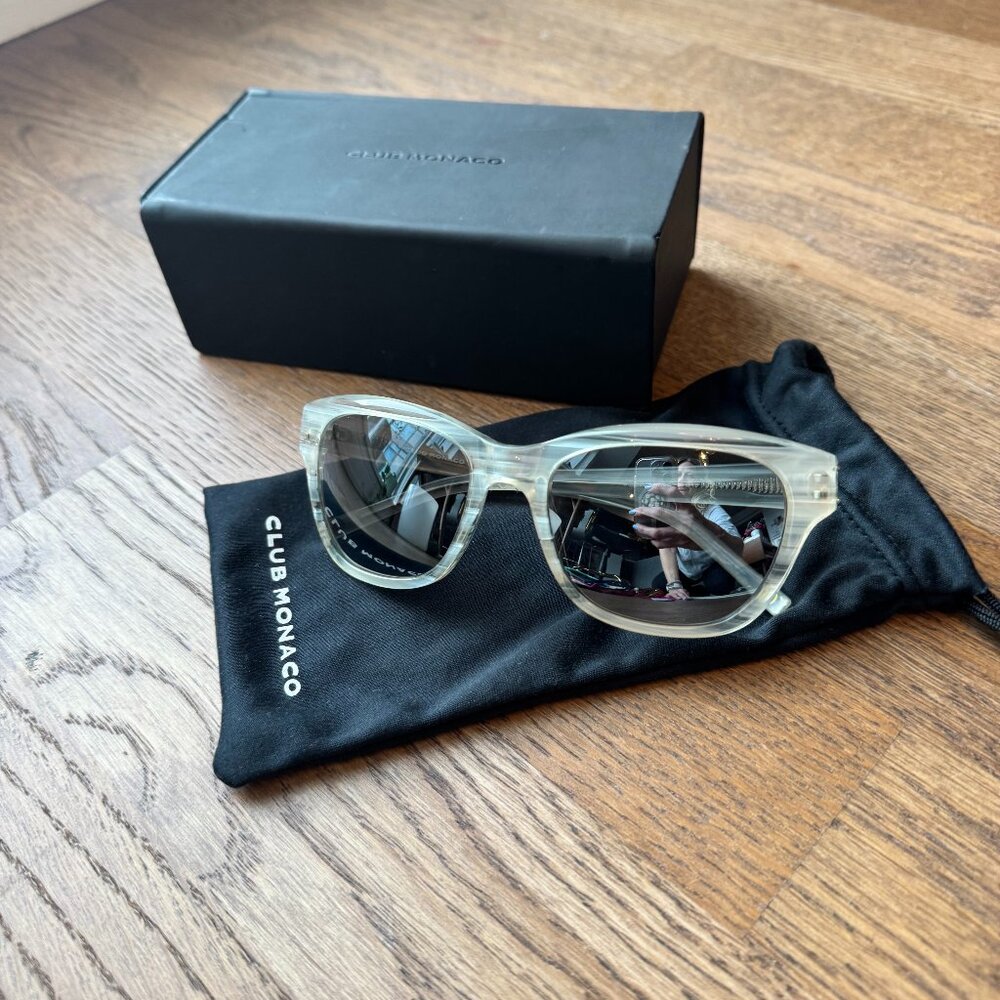 Club Monaco White/Silver Stripe Sunglasses